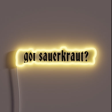 Vibrant sauerkraut-themed neon sign with customizable RGB color options installed.