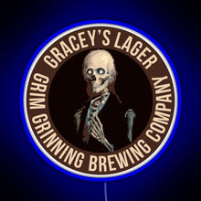 Load image into Gallery viewer, Gracey s Lager Grim Grinning Brewing Company RGB neon sign blue