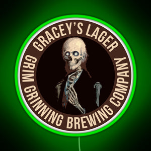 Gracey s Lager Grim Grinning Brewing Company RGB neon sign green