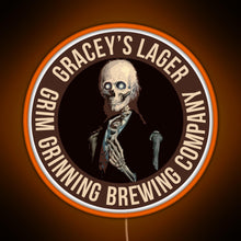 Load image into Gallery viewer, Gracey s Lager Grim Grinning Brewing Company RGB neon sign orange