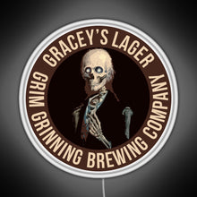 Load image into Gallery viewer, Gracey s Lager Grim Grinning Brewing Company RGB neon sign white 