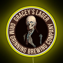 Load image into Gallery viewer, Gracey s Lager Grim Grinning Brewing Company RGB neon sign yellow