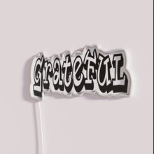 Load image into Gallery viewer, Gratitude and positivity in vibrant graffiti style typography with RGB neon lighting