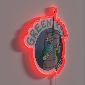 Vibrant green LED neon sign with colorful 2020 style accents
