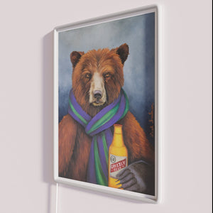 Vibrant Grizzly Beer logo in colorful RGB neon lighting design