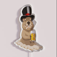 Load image into Gallery viewer, Vibrant RGB illuminated groundhog beer bar pub decor sign