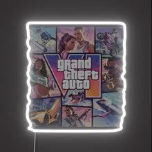 Load image into Gallery viewer, Gta 6 Cover RGB neon sign, front view lit, printed on acrylic