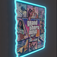 Load image into Gallery viewer, Gta 6 Cover RGB neon sign, side view lit showing the depth of the acrylic sign