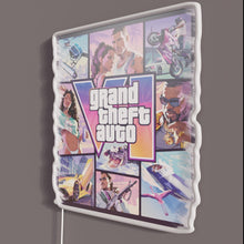 Load image into Gallery viewer, Gta 6 Cover RGB neon sign, side view with lights off showing acrylic backing and LED tube