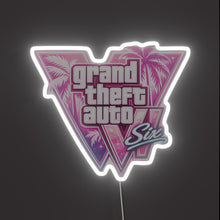 Load image into Gallery viewer, Gta 6 RGB neon sign, front view lit, printed on acrylic