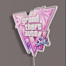 Load image into Gallery viewer, Gta 6 RGB neon sign, side view with lights off showing acrylic backing and LED tube