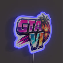 Load image into Gallery viewer, Gta Vi RGB neon sign, side view lit showing the depth of the acrylic sign