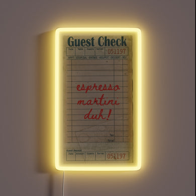 Bright RGB bar decor with glowing neon espresso martini sign