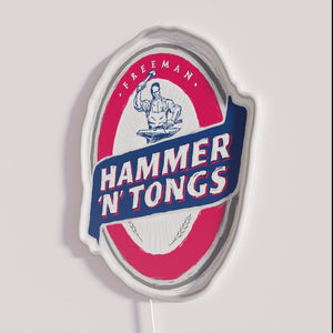 RGB Neon Sign With Hammer and Tongs Artwork Design
