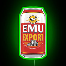 Load image into Gallery viewer, Hand drawn Emu Export can RGB neon sign green