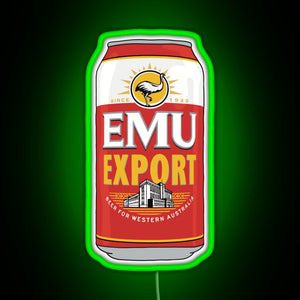 Hand drawn Emu Export can RGB neon sign green
