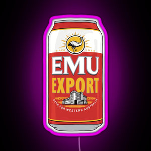 Hand drawn Emu Export can RGB neon sign  pink
