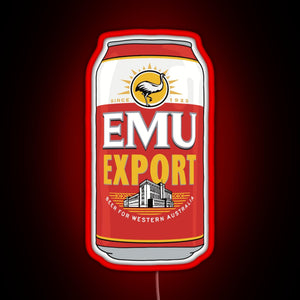 Hand drawn Emu Export can RGB neon sign red