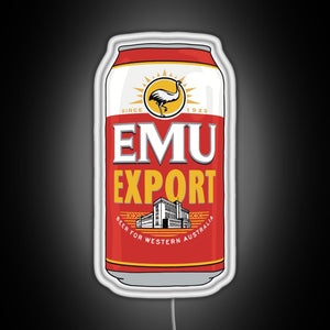 Hand drawn Emu Export can RGB neon sign white 