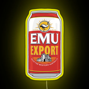 Hand drawn Emu Export can RGB neon sign yellow