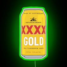 Load image into Gallery viewer, Hand drawn XXXX Gold can RGB neon sign green