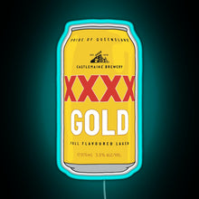 Load image into Gallery viewer, Hand drawn XXXX Gold can RGB neon sign lightblue 