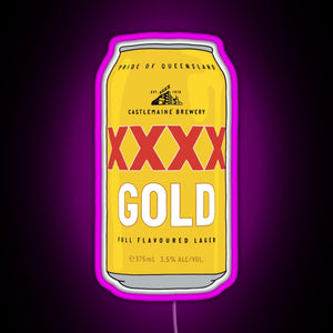 Hand drawn XXXX Gold can RGB neon sign  pink