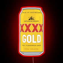 Load image into Gallery viewer, Hand drawn XXXX Gold can RGB neon sign red