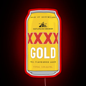 Hand drawn XXXX Gold can RGB neon sign red