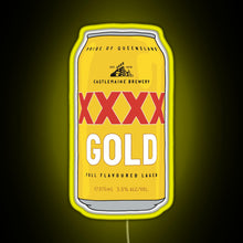 Load image into Gallery viewer, Hand drawn XXXX Gold can RGB neon sign yellow