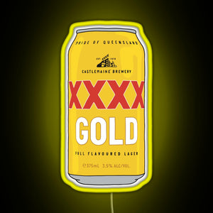 Hand drawn XXXX Gold can RGB neon sign yellow