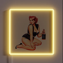 Load image into Gallery viewer, Vibrant retro pinup girl sips whiskey with sass and charm.