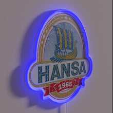 Load image into Gallery viewer, Vintage-inspired glow of &#39;Hansa 1965&#39; in vibrant RGB neon lights.