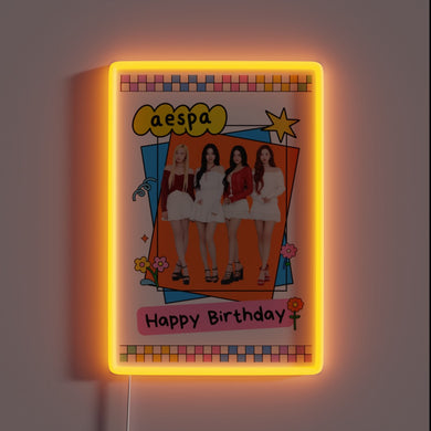 Colorful Birthday Celebration Sign with Bright RGB Neon Lights Aesthetic
