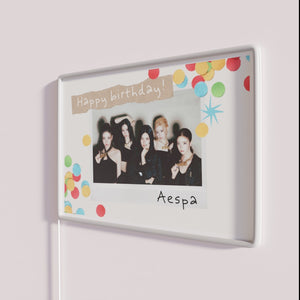Vibrant Happy Birthday Aespa themed RGB colored neon wall decoration