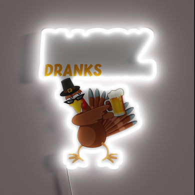 Retro-Style Neon Sign - Funny Drunk Turkey Day Party Decoration