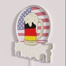 Load image into Gallery viewer, Vibrant Neon Germany USA Flag Prost Sign for Oktoberfest Decorations
