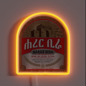 Vibrant Ethiopian beer branding in bright neon RGB colors