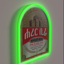 Load image into Gallery viewer, Vintage Inspired Ethiopian Beer Sign with Neon LED Lighting