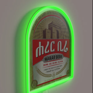 Vintage Inspired Ethiopian Beer Sign with Neon LED Lighting