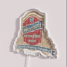 Load image into Gallery viewer, Eye-catching Harrow&#39;s Supreme Lager neon bar pub sign in RGB