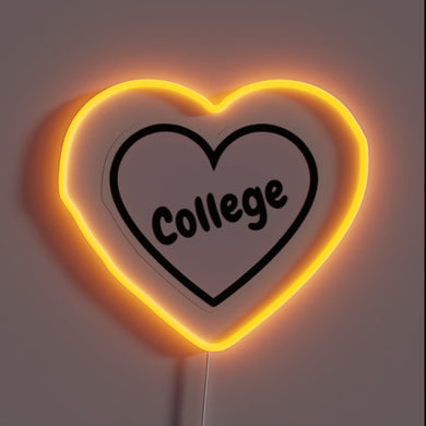 Vibrant Heart College LED Sign with Multi-Color RGB Neon Display.