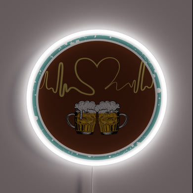 Vibrant LED heartbeat beer sign with customizable RGB neon colors