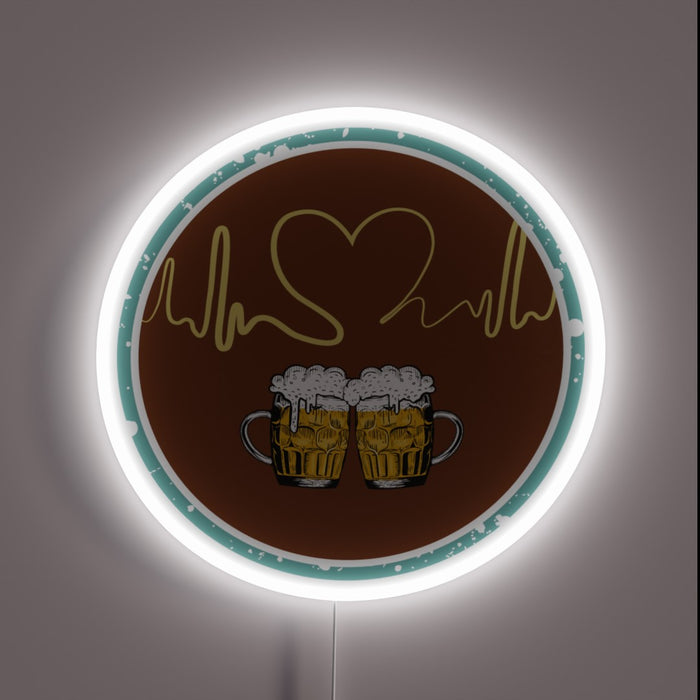 Vibrant LED heartbeat beer sign with customizable RGB neon colors