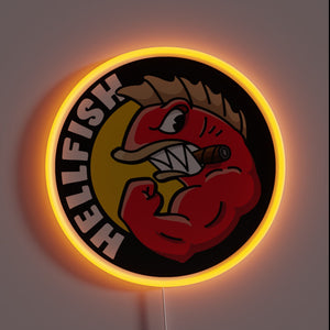 Customneon sign featuring the Hellfish logo