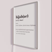 Load image into Gallery viewer, Glowing hijab awareness neon sign with vibrant RGB LED lighting