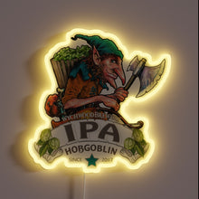 Load image into Gallery viewer, RGB neon sign featuring iconic Hobgoblin IPA brewery logo design.