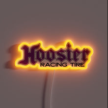 Load image into Gallery viewer, Customneon sign in the shape of the Hoosier Racing Tire logo