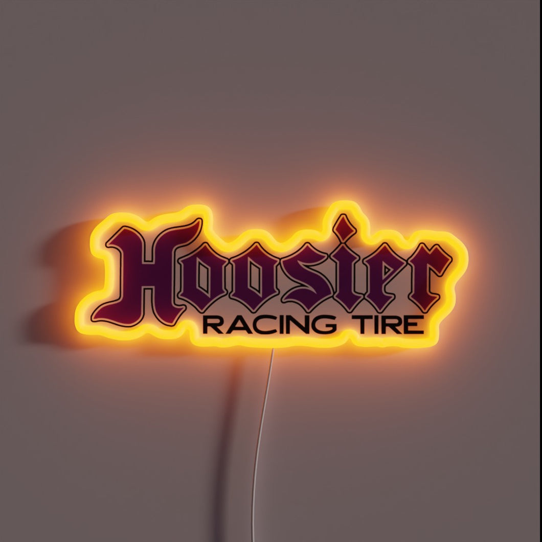 Customneon sign in the shape of the Hoosier Racing Tire logo