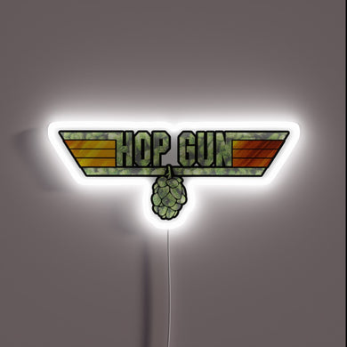 Vibrant LED Neon Sign with Dynamic Color Changing RGB Hops Display.